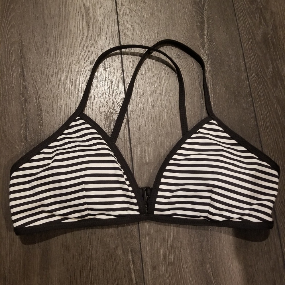 Kate Spade NWOT black white stripe bikini swimsuit
